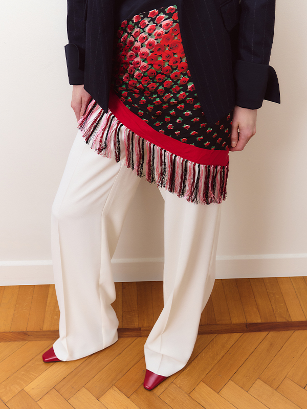 Foulard imprimé à franges